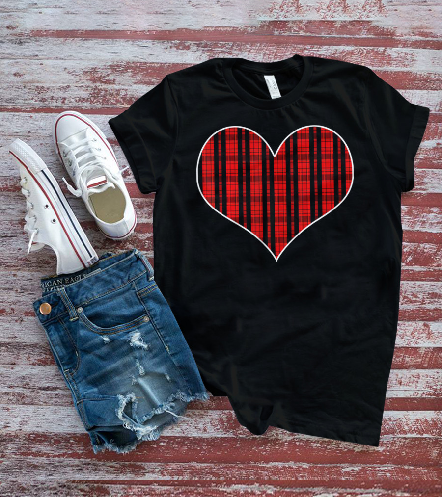 Plaid Tartan Heart Valentine's Day T-Shirt
