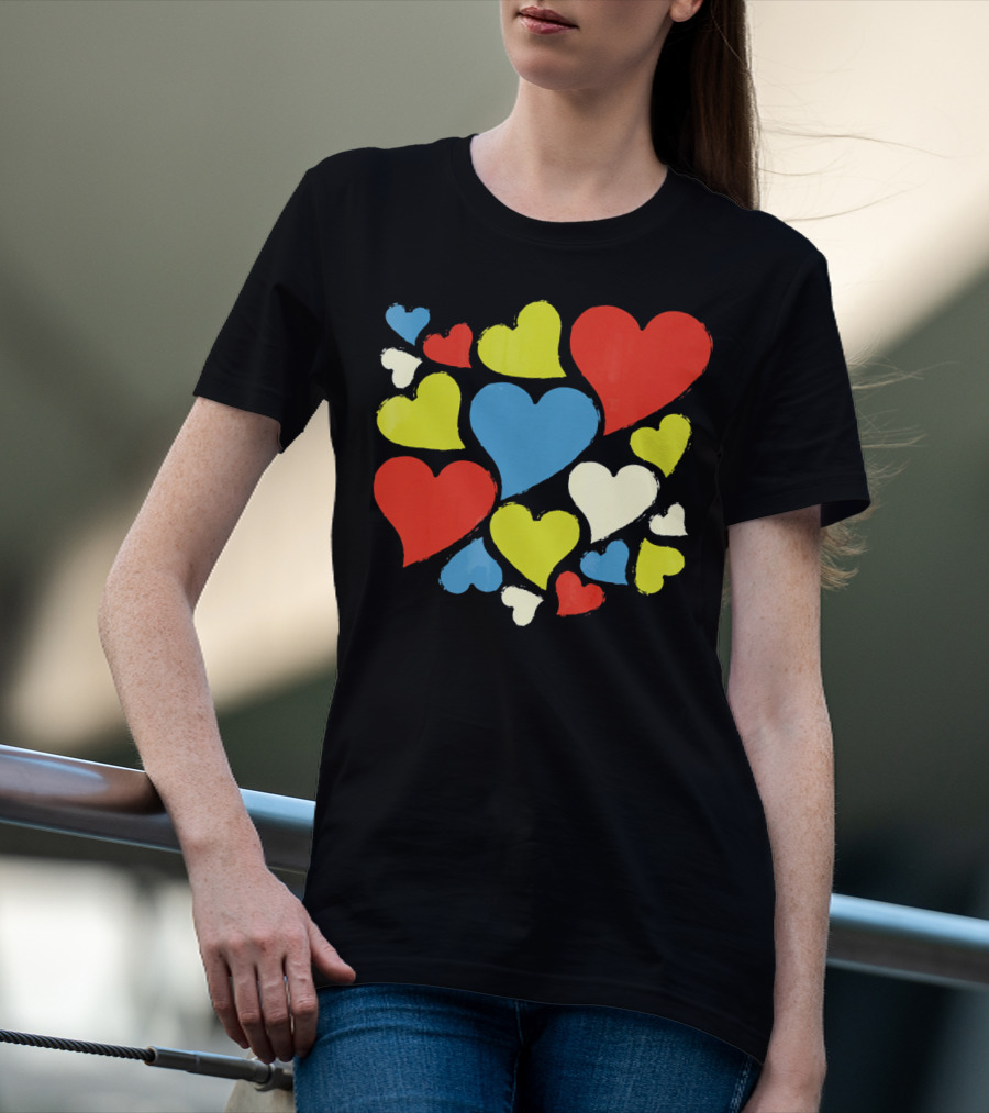 Retro Multicolor Hearts For Valentine's Day T-Shirt