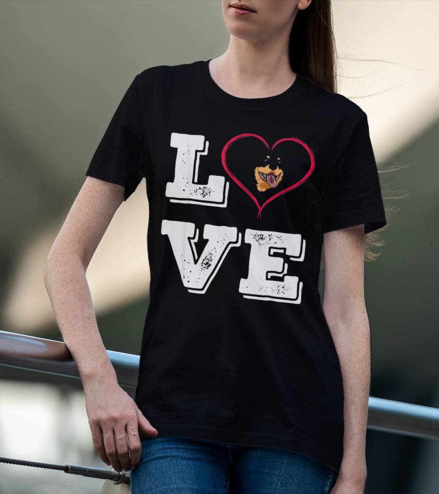 LOVE Rottweiler Lover Dog Heart Face T-Shirt