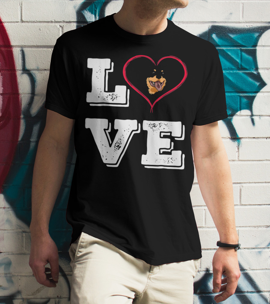 LOVE Rottweiler Lover Dog Heart Face T-Shirt