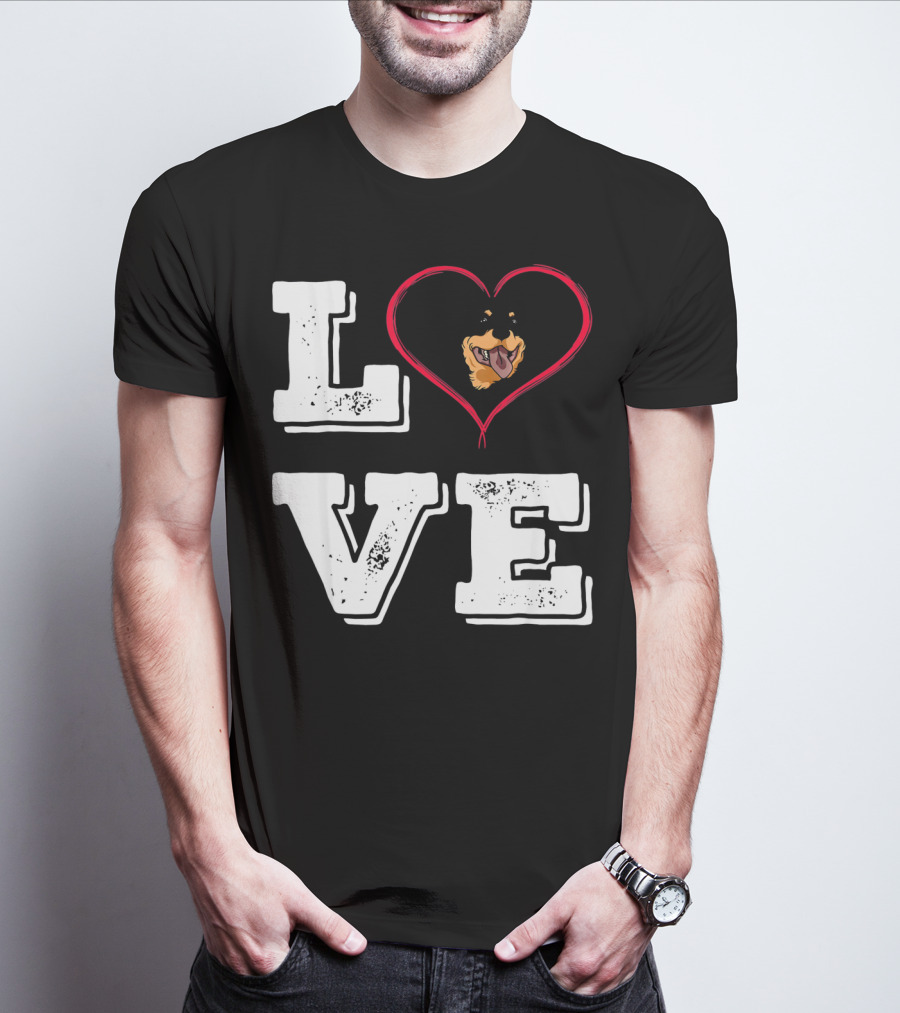 LOVE Rottweiler Lover Dog Heart Face T-Shirt