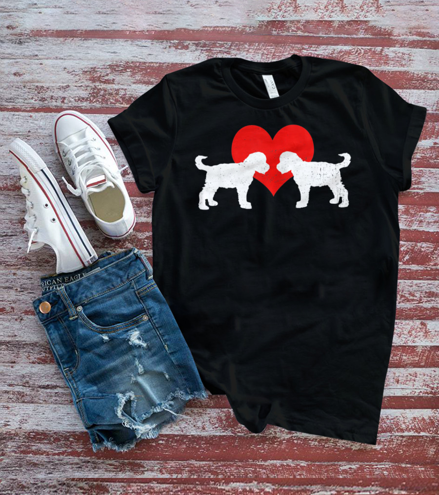 Schnoodle Heart Valentines Red Love Pair T-Shirt