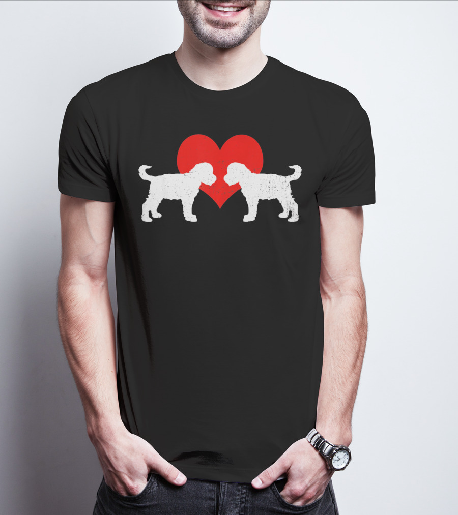 Schnoodle Heart Valentines Red Love Pair T-Shirt