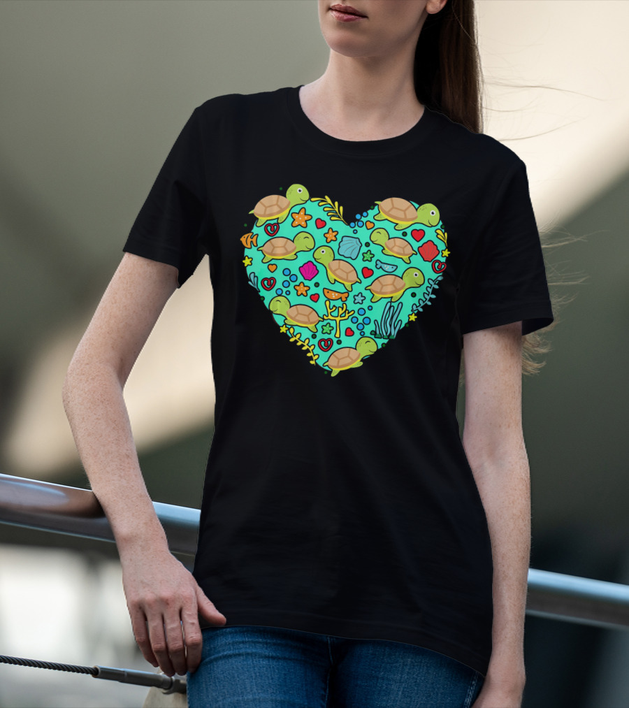 Sea Turtle Heart Valentine's Day T-Shirt