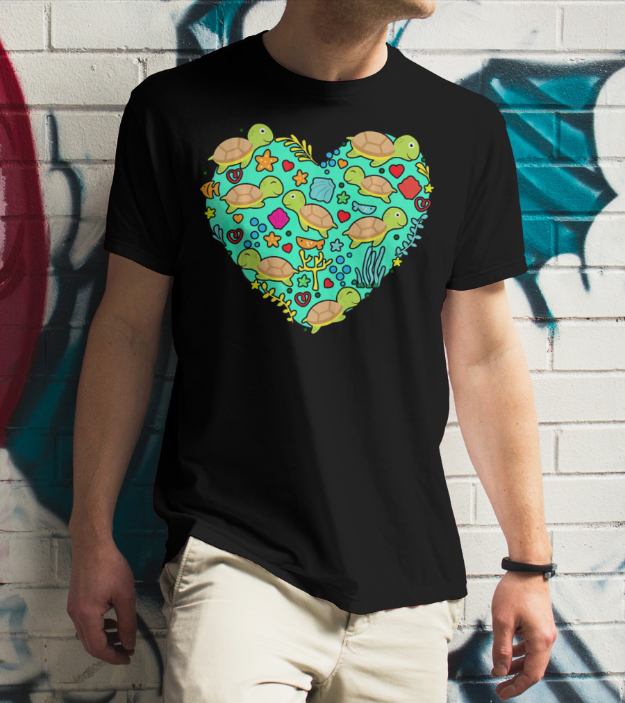 Sea Turtle Heart Valentine's Day T-Shirt