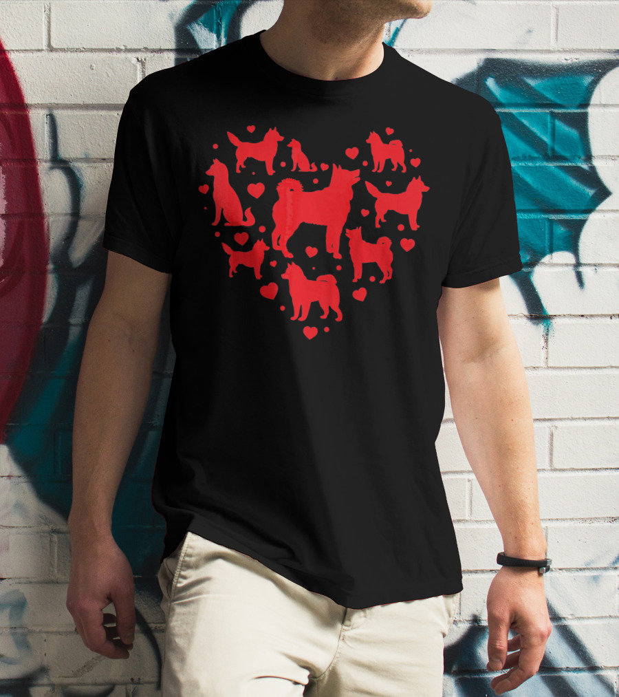 Siberian Husky Heart Silhouettes Valentine's Day T-Shirt