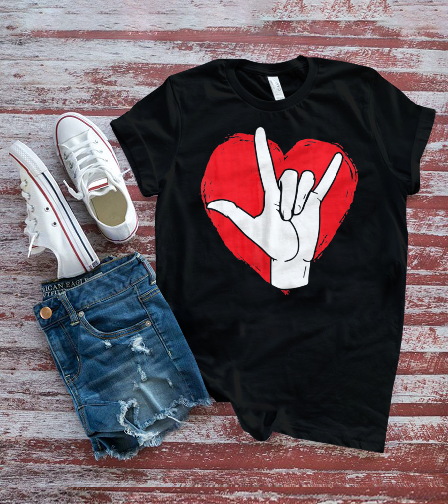 Sign Language I Love You ASL Heart Valentine's Gesture T-Shirt