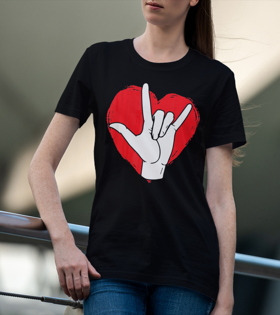 Sign Language I Love You ASL Heart Valentine's Gesture T-Shirt