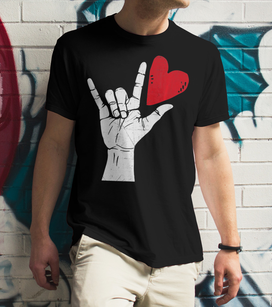 Sign Language I Love You Valentine Heart T-Shirt
