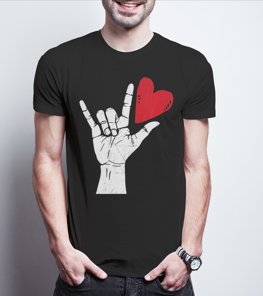 Sign Language I Love You Valentine Heart T-Shirt
