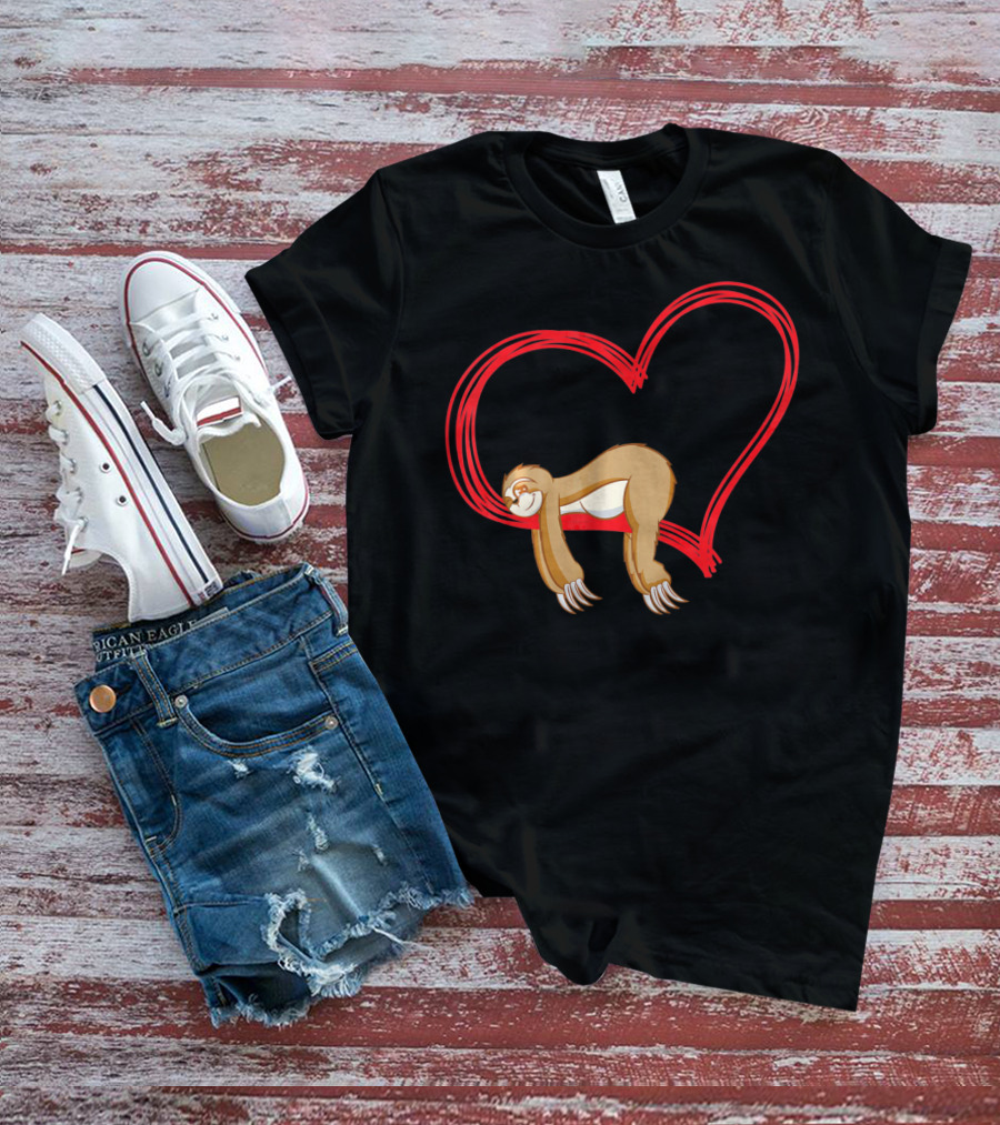 Sloth Lover Funny Sloth Heart Embrace T-Shirt
