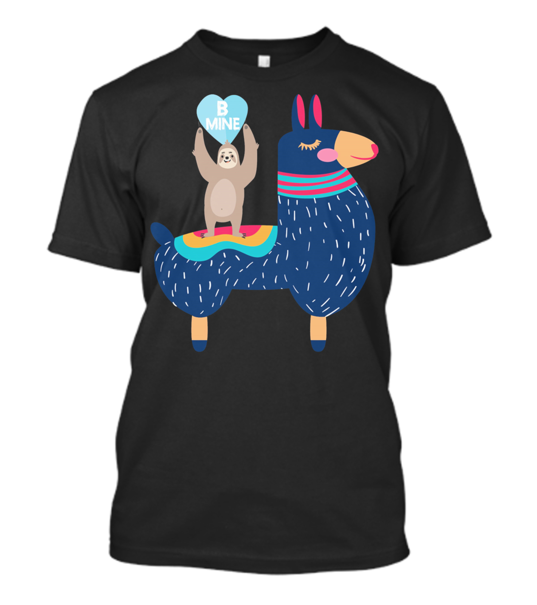 Sloth Holding Heart On Llama Be Mine T-Shirt
