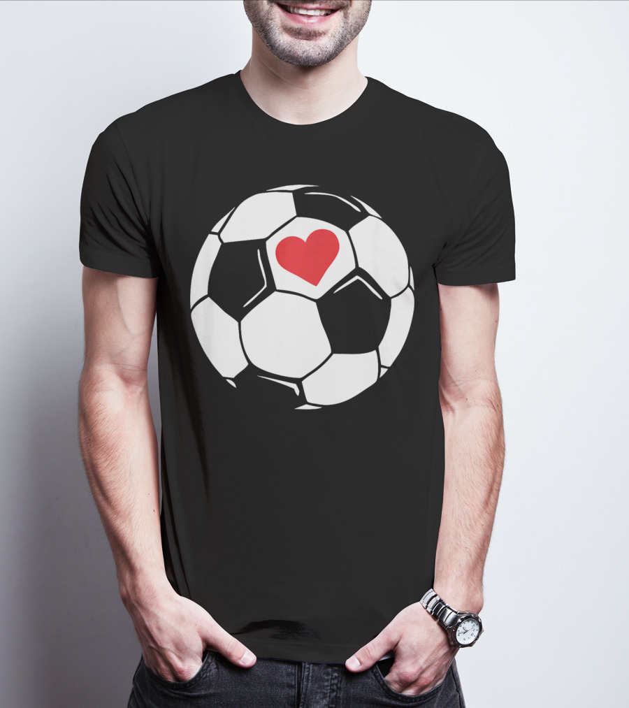 Soccer Valentines Day Heart In Soccer Ball T-Shirt