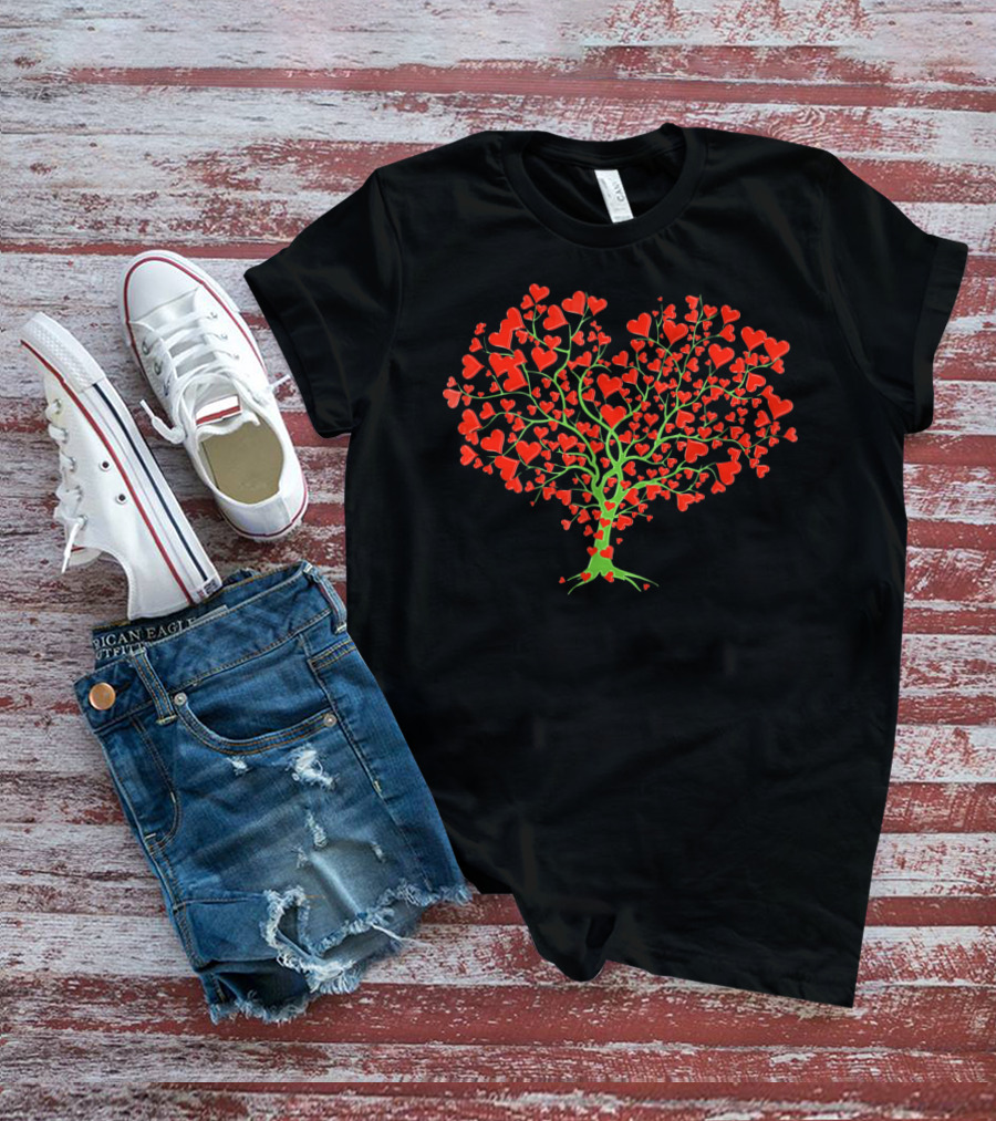 Valentine Heart Shaped Tree Of Love T-Shirt