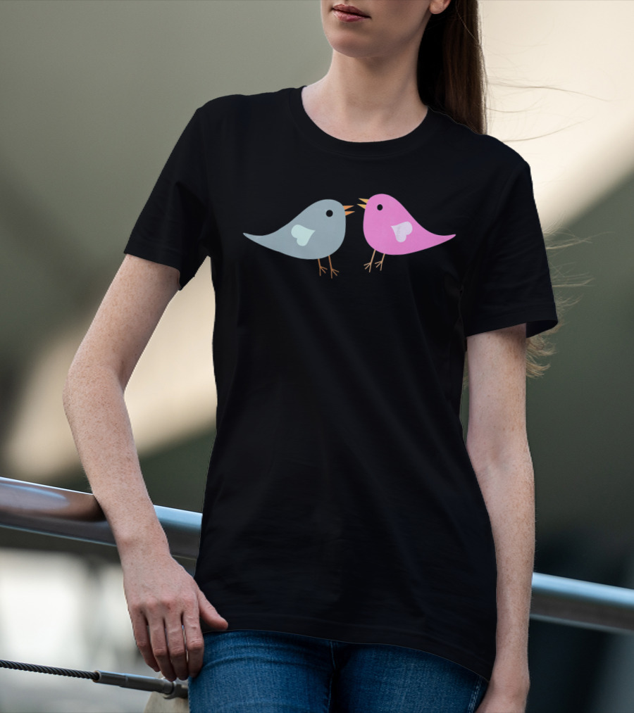 Love Birds Romantic Valentine Two Birds With Hearts T-Shirt