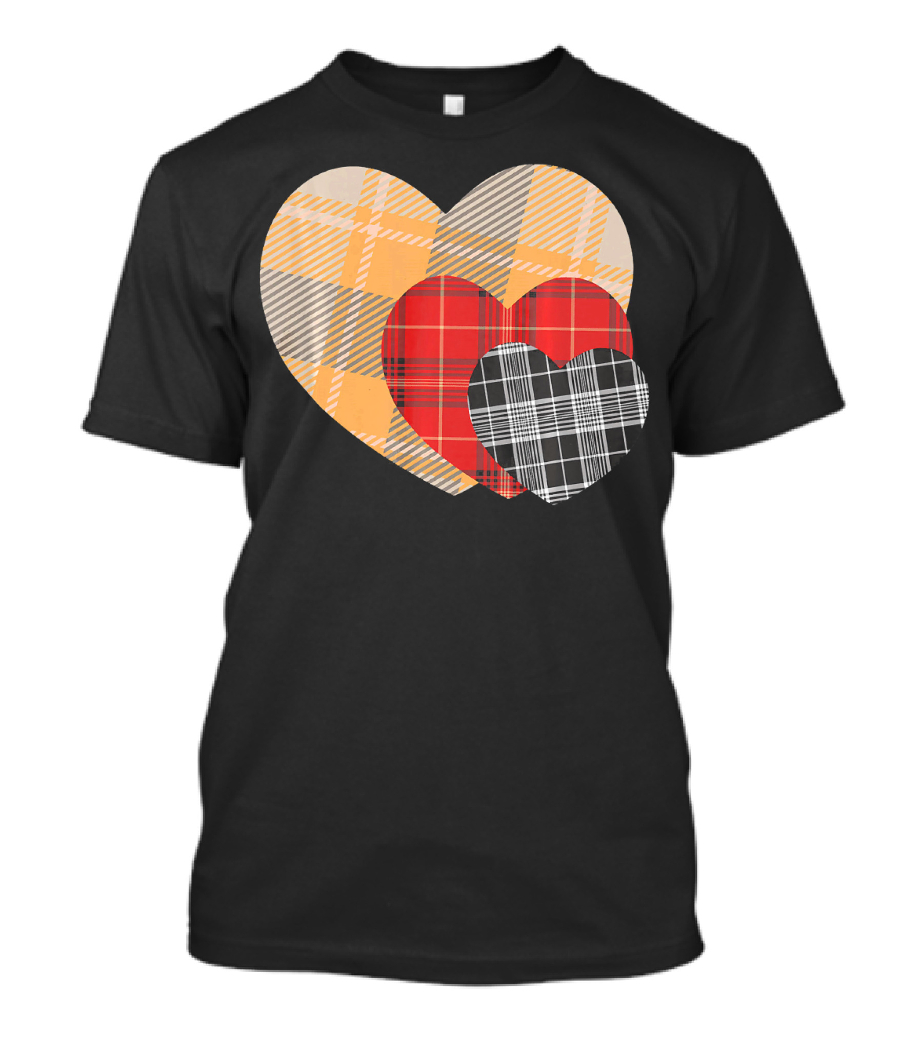 Three Valentines Hearts Plaid T-Shirt