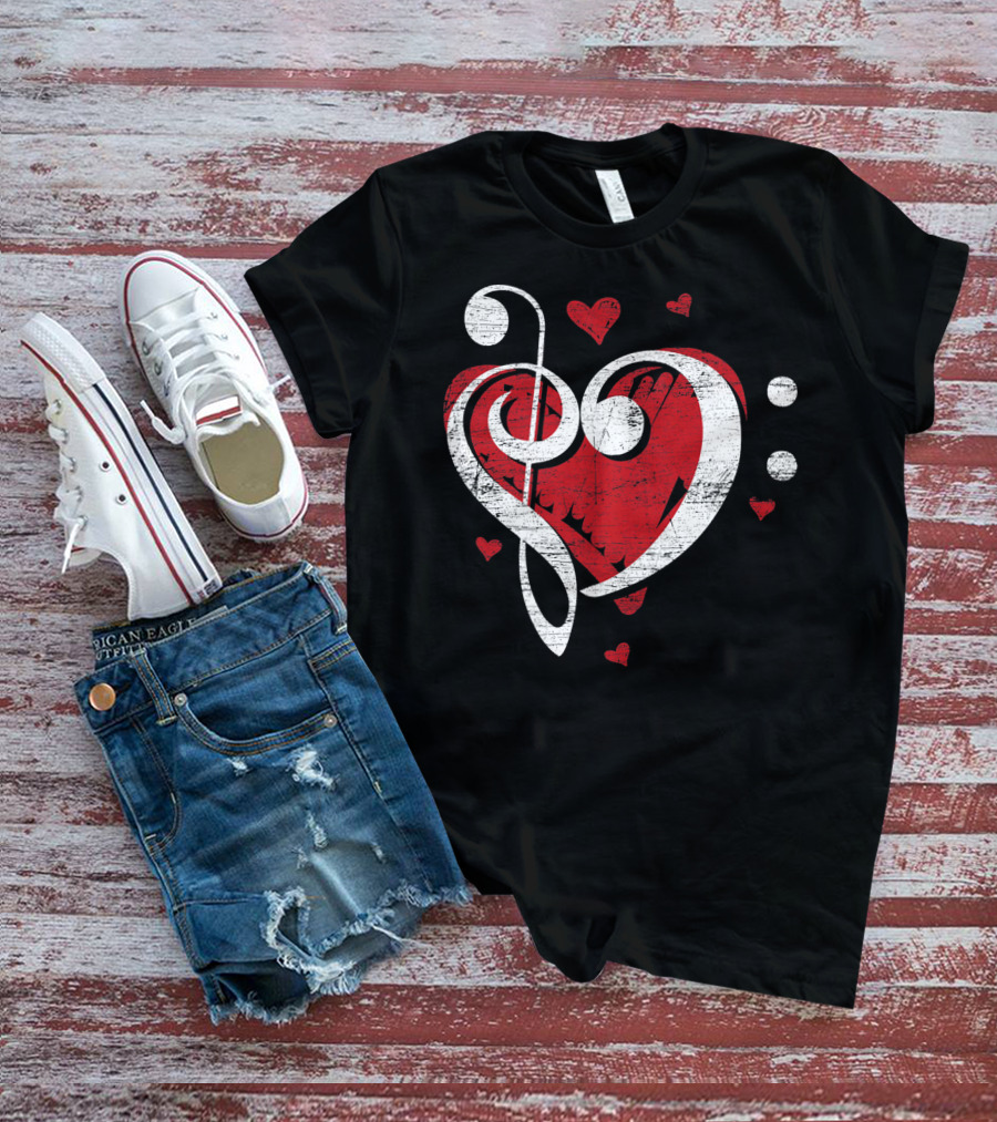 Treble Clef Heart Love Music T-Shirt