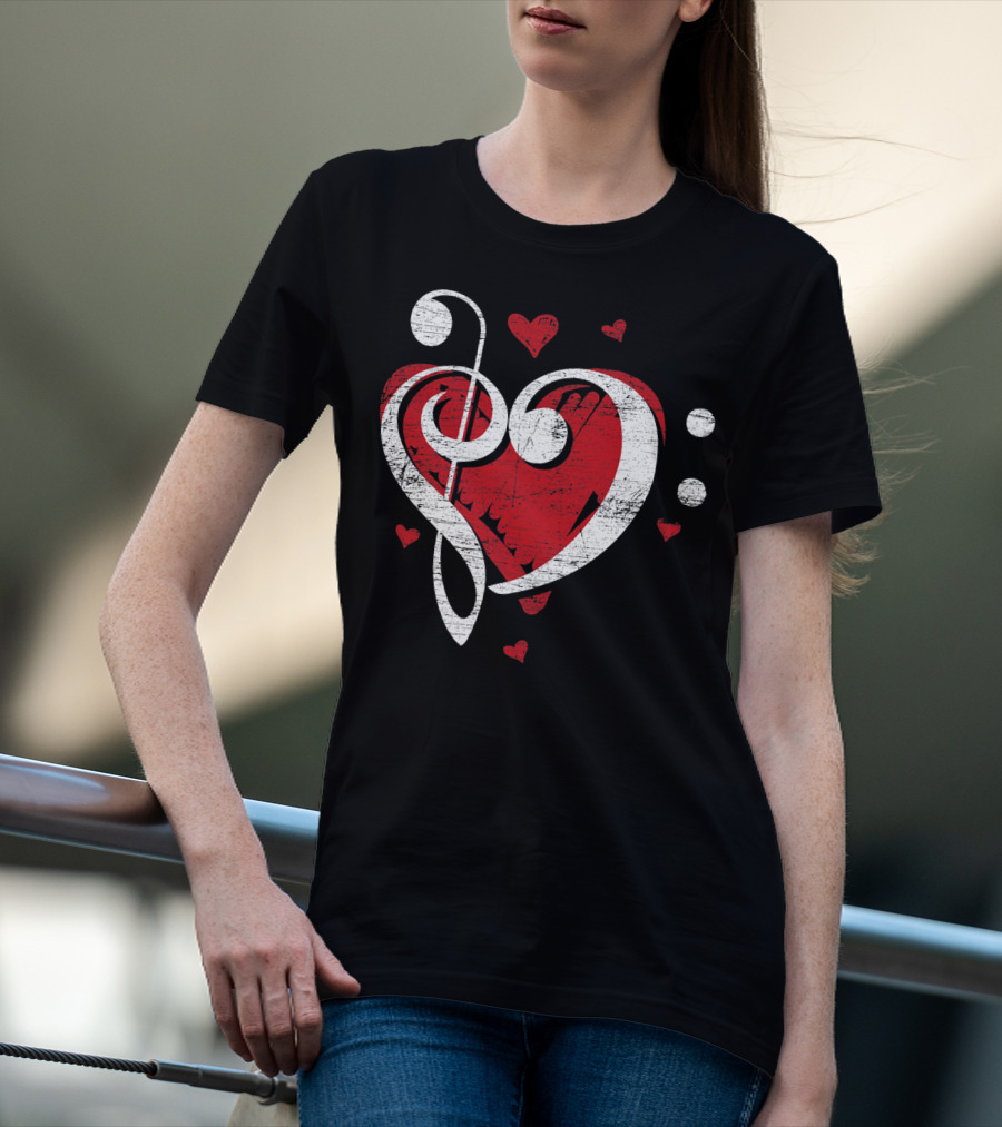 Treble Clef Heart Love Music T-Shirt