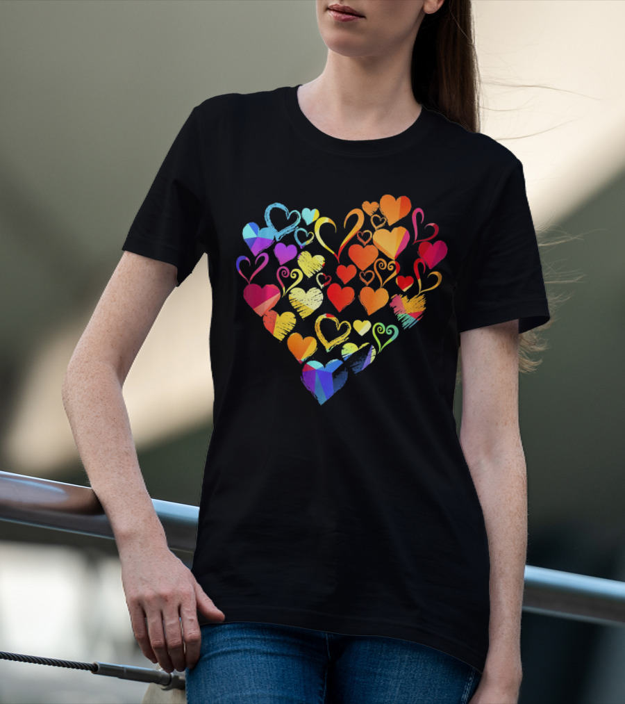 Tye Dye Heart Candy Couples Romantic Valentine Colorful Hearts T-Shirt