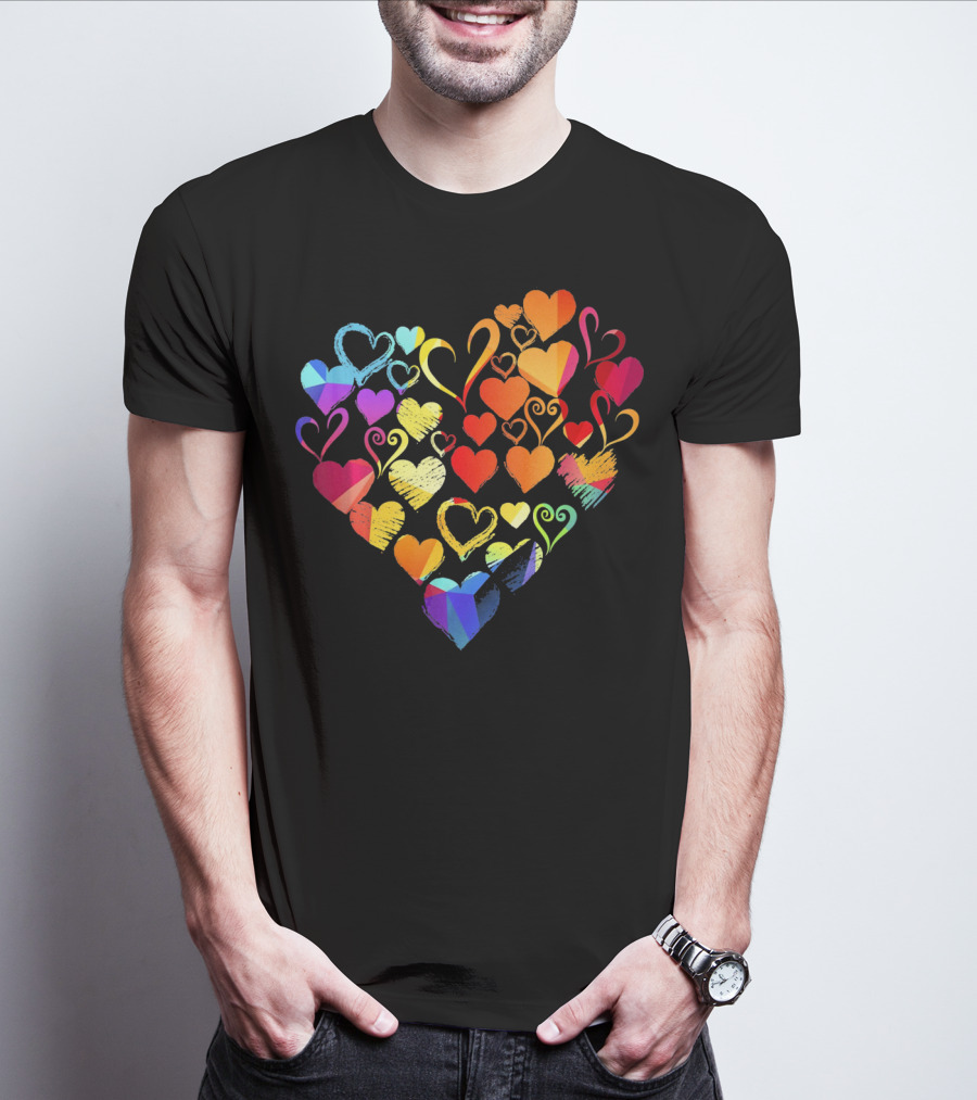 Tye Dye Heart Candy Couples Romantic Valentine Colorful Hearts T-Shirt