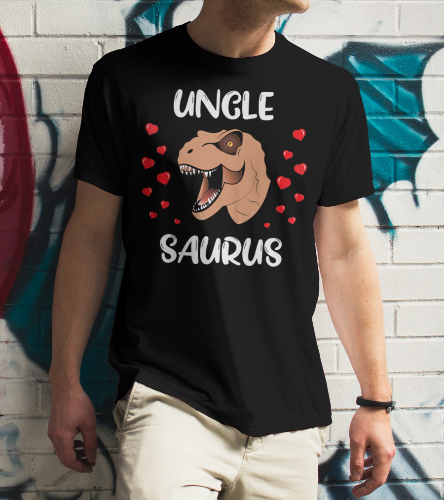 Uncle Saurus Valentine's Dinosaur With Hearts T-Shirt