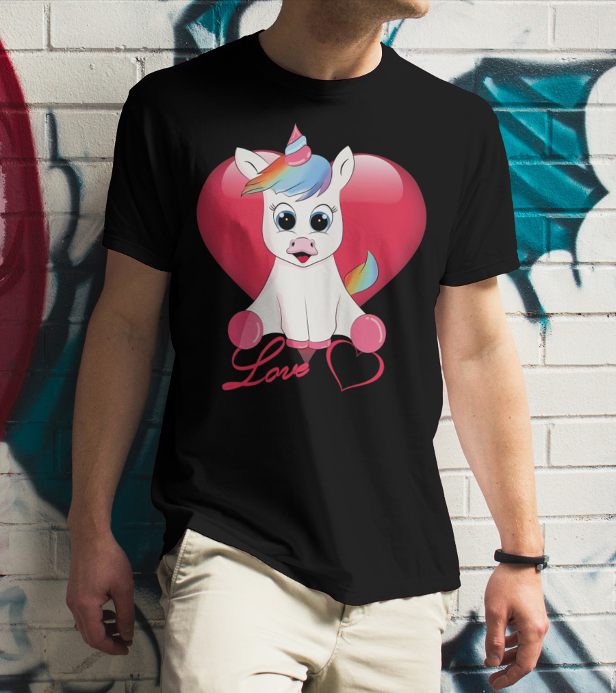 Love Unicorn Heart Valentines Day T-Shirt