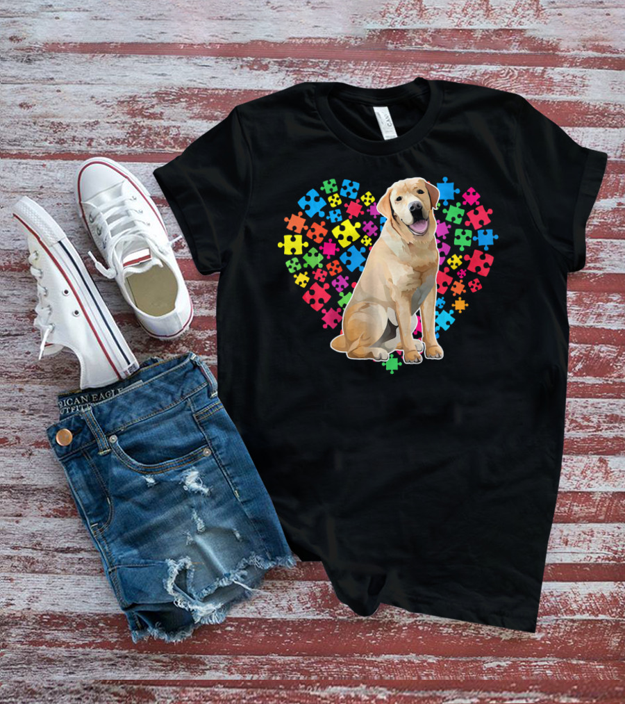 Labrador Dog Heart Puzzle Valentine T-Shirt