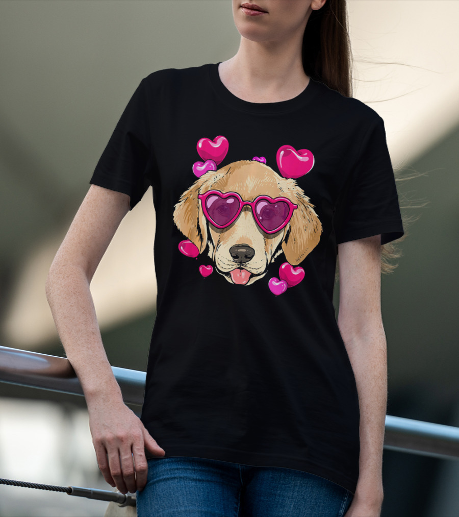 Labrador Retriever Heart Sunglasses Valentines Day Hearts T-Shirt