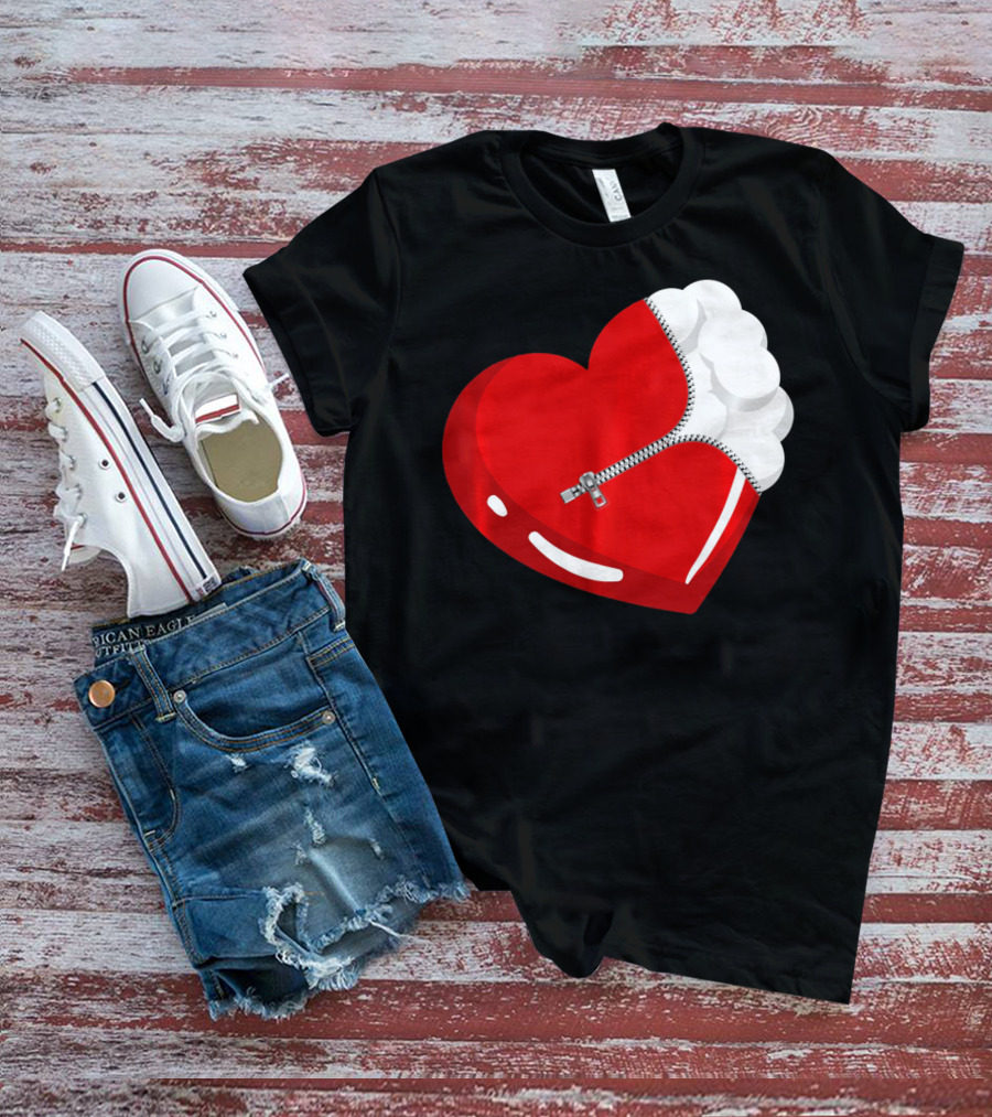 Lacrosse Ball Heart With Zipper Valentines T-Shirt