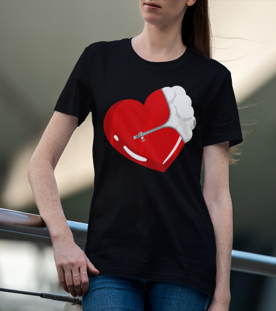 Lacrosse Ball Heart With Zipper Valentines T-Shirt