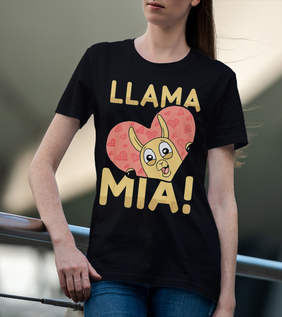 Llama Mia Love Heart Valentine's Day T-Shirt