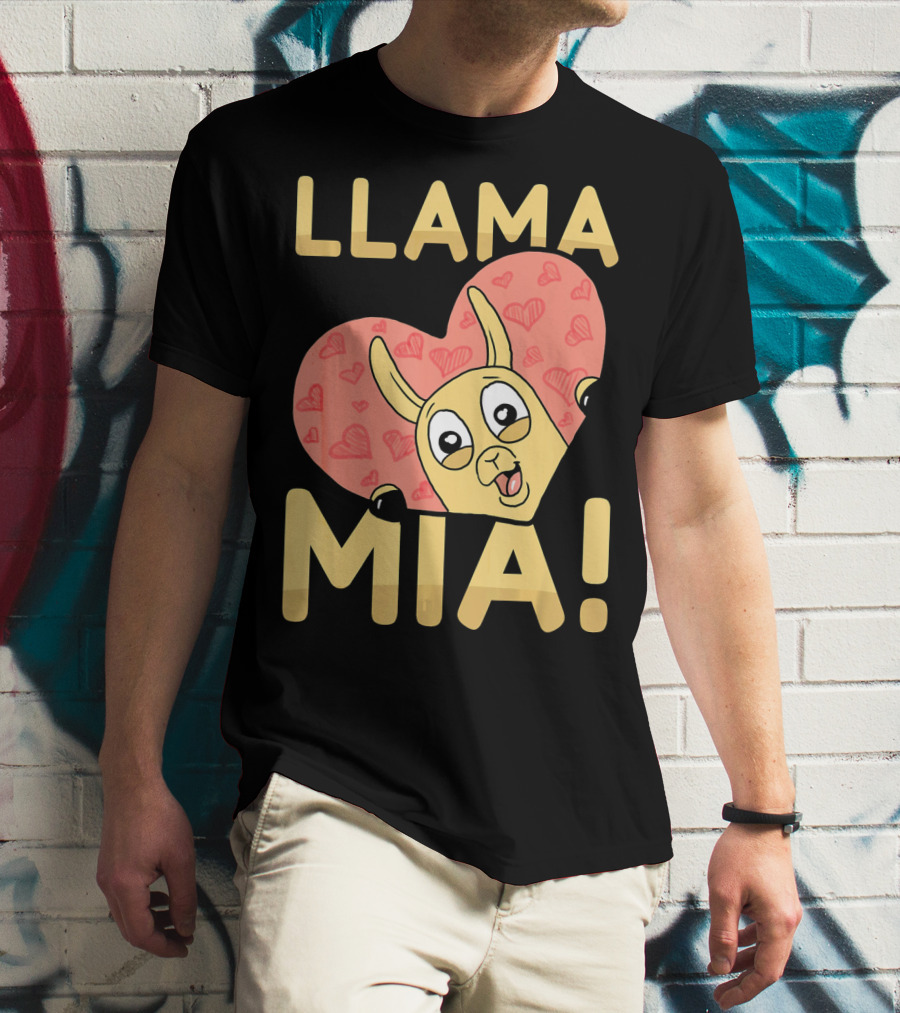 Llama Mia Love Heart Valentine's Day T-Shirt