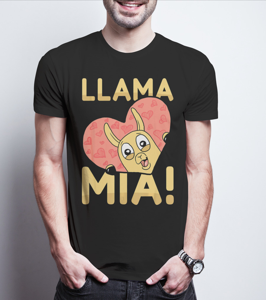 Llama Mia Love Heart Valentine's Day T-Shirt