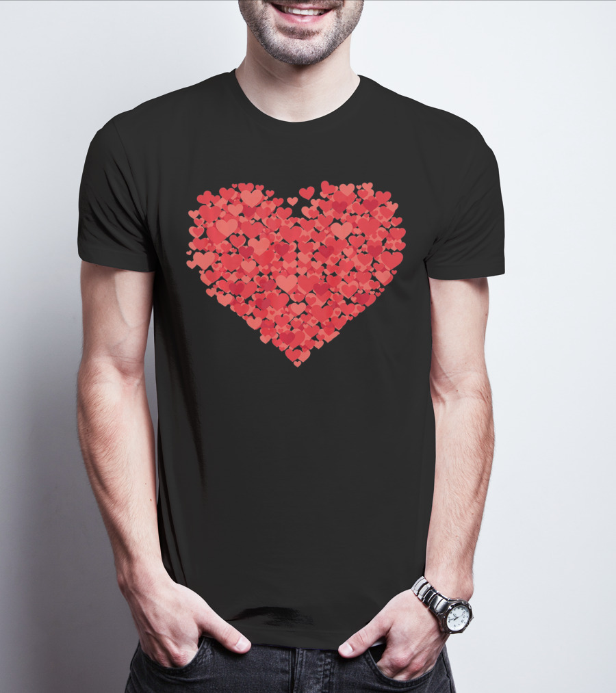 Lots Of Hearts Valentine's Day Heart In Many Shades Of Red T-Shirt
