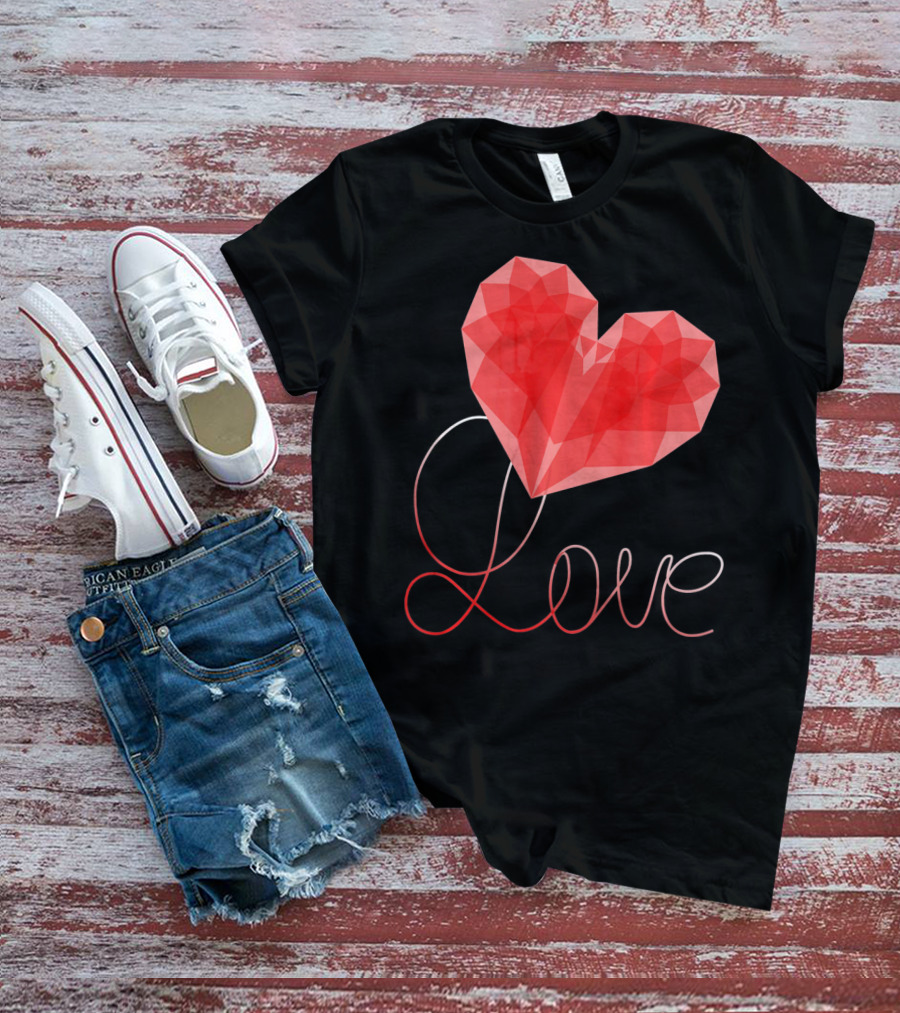Love Heart Valentin Geometric T-Shirt