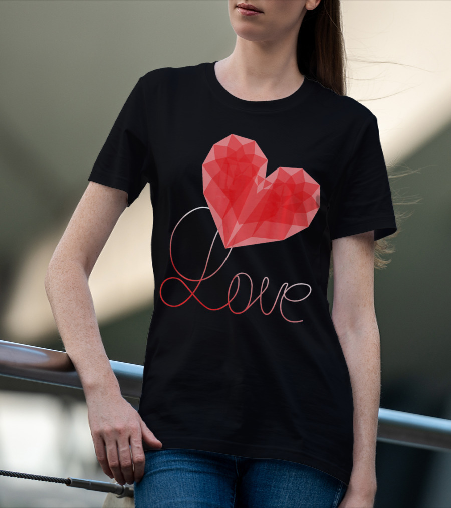 Love Heart Valentin Geometric T-Shirt
