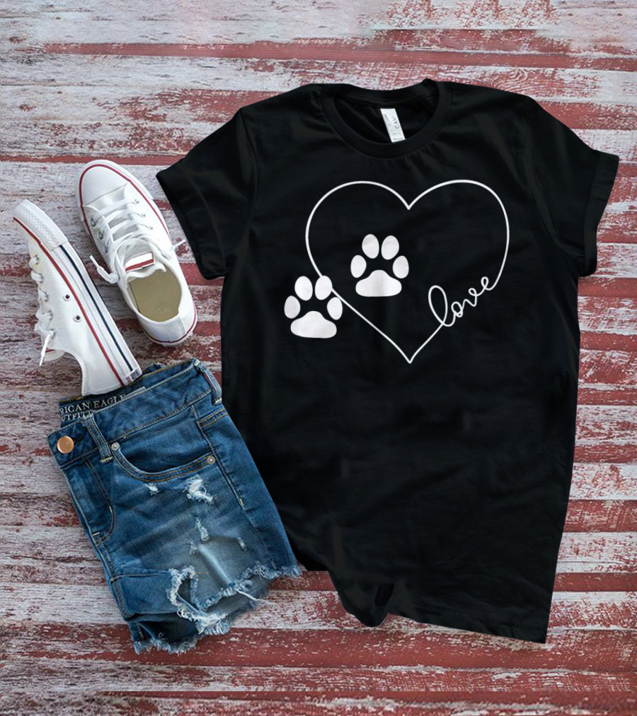 Love Paw Prints Heart T-Shirt
