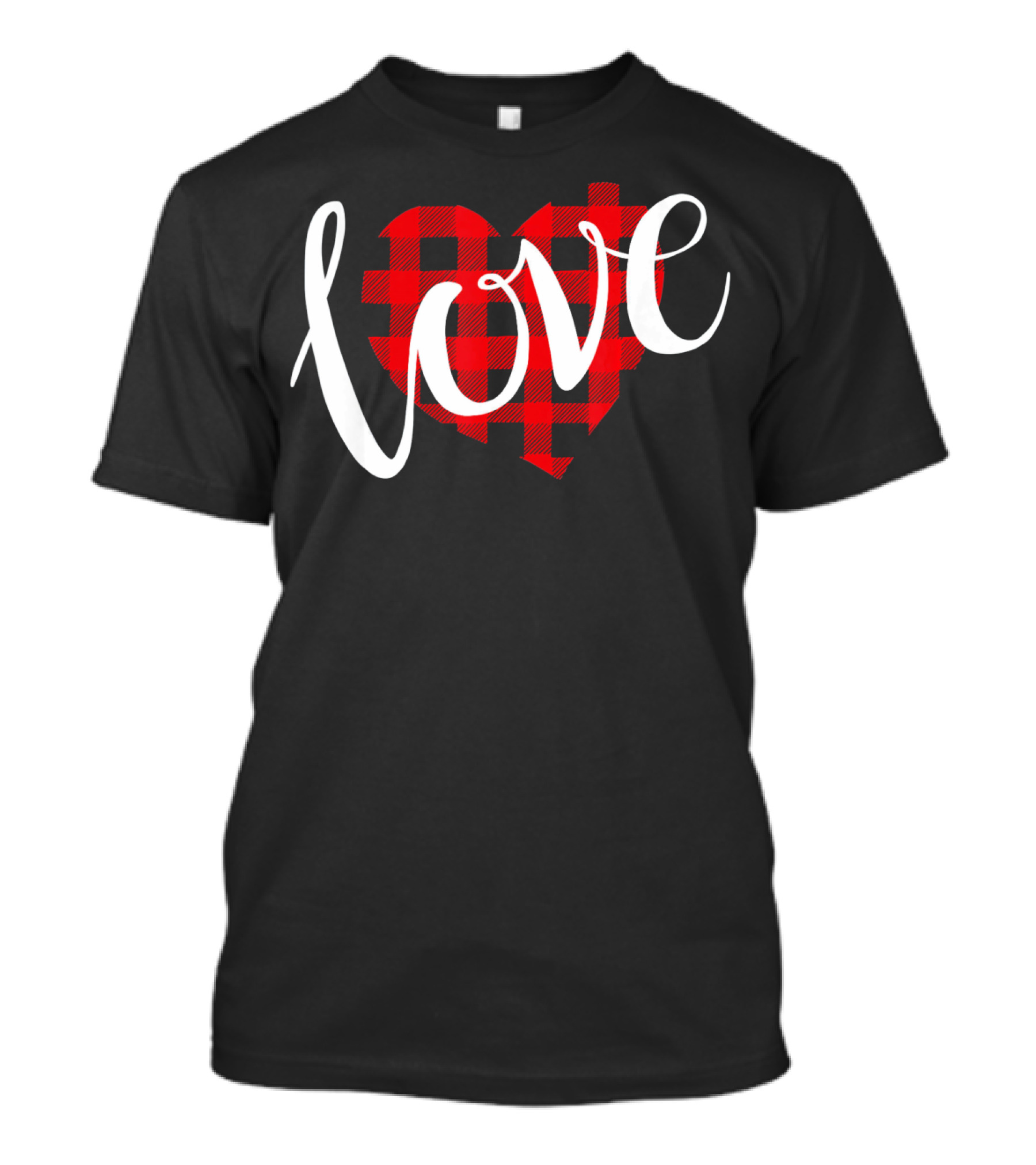 Buffalo Plaid Heart Love Valentine Day T-Shirt