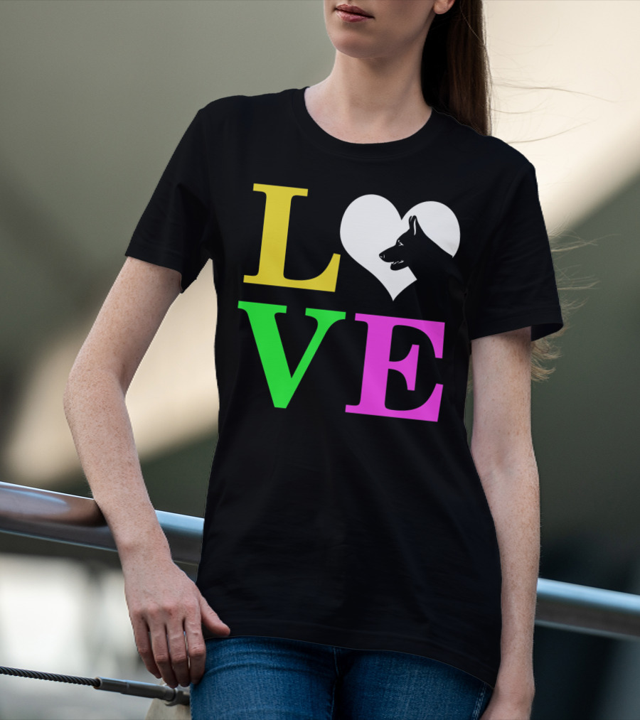 Love German Shepherd Mom Valentines Long Heart T-Shirt