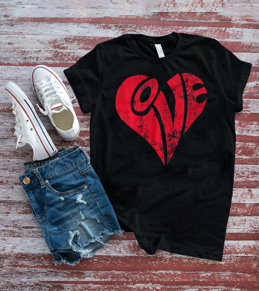 Vintage Red Love Heart T-Shirt