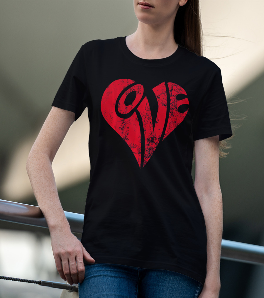 Vintage Red Love Heart T-Shirt
