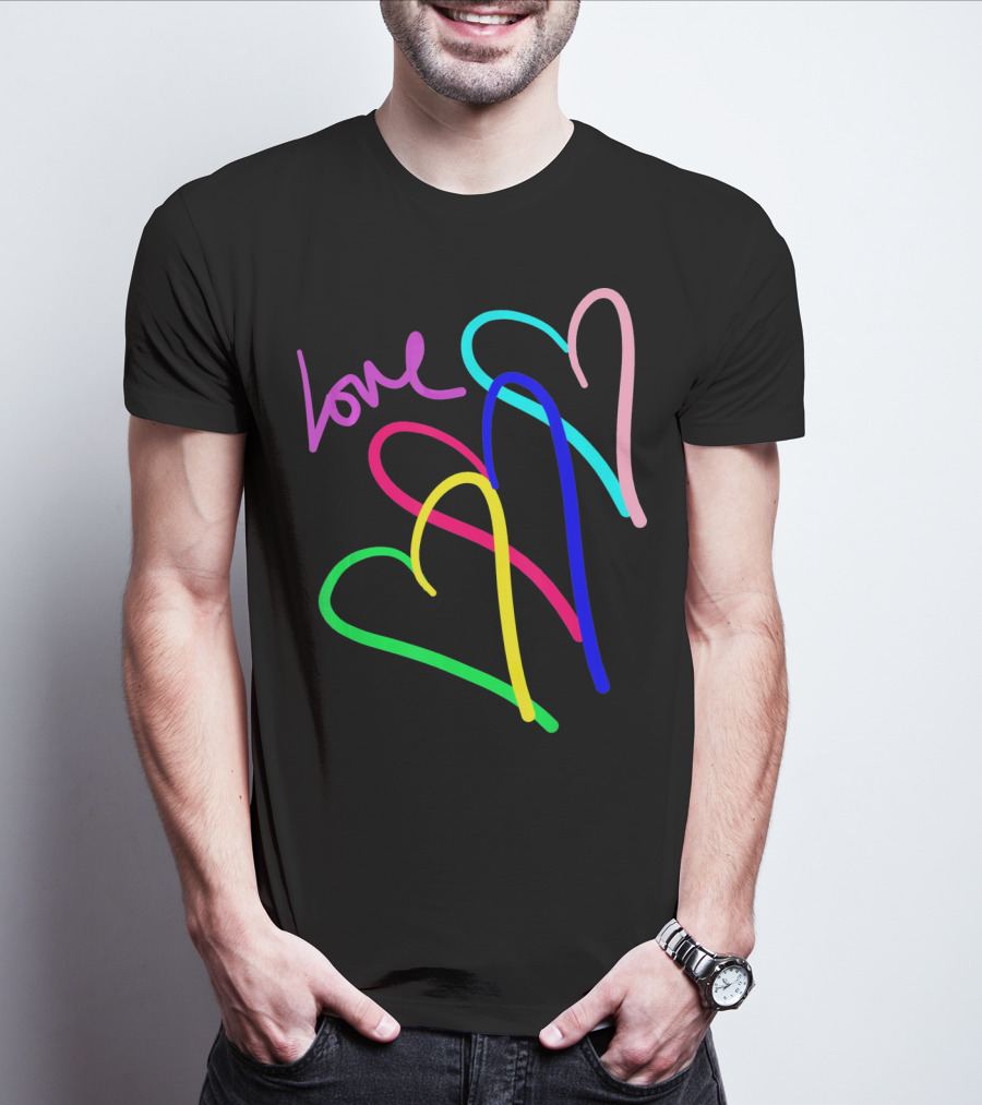 Love Neon Rainbow Hearts Connection Vale T-Shirt