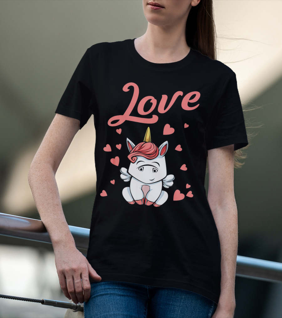 Love Unicorn Funny Valentines Day Hearts T-Shirt