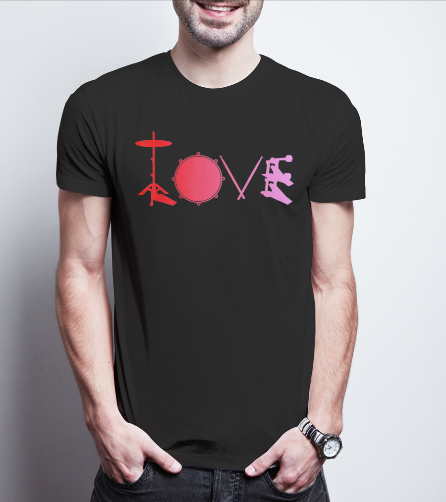 Love Valentines Day Drums Drum Set T-Shirt