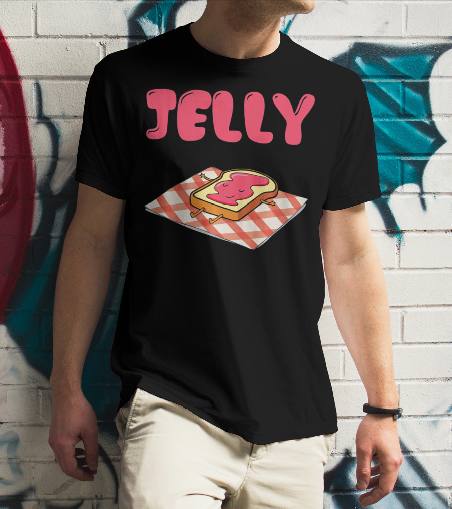 Jelly Sleeping On Toast With Red And White Checkered Blanket T-Shirt