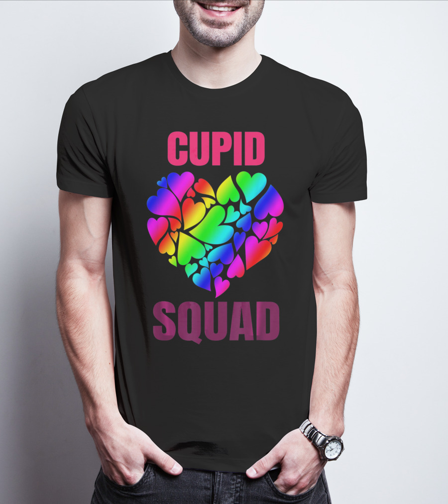 Cupid Squad Rainbow Heart Valentines T-Shirt