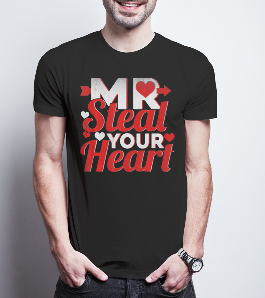 Mr Steal Your Heart Valentines Day Hearts And Arrows T-Shirt