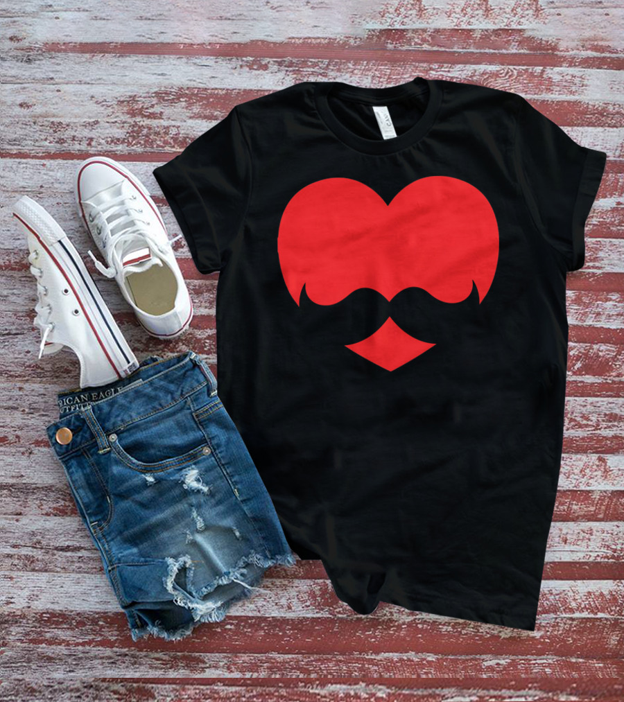 Mustache Heart Valentines Boy Red Mustache Heart T-Shirt