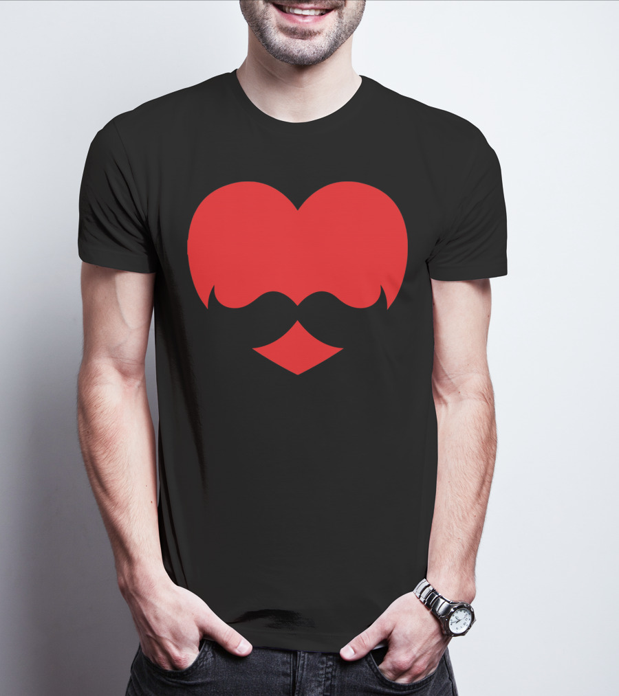 Mustache Heart Valentines Boy Red Mustache Heart T-Shirt
