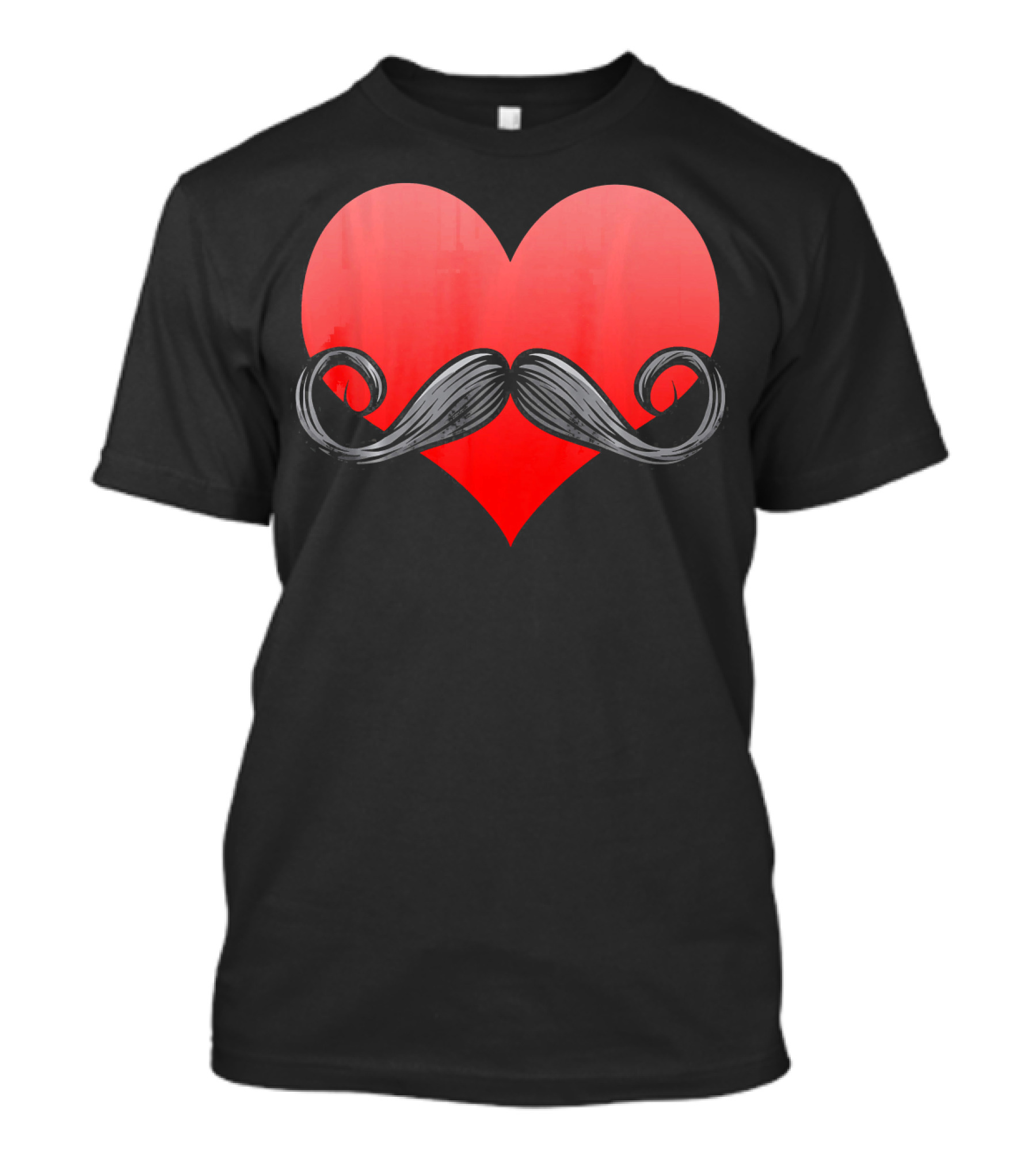 Mustache Heart Beard Valentines Day Love T-Shirt